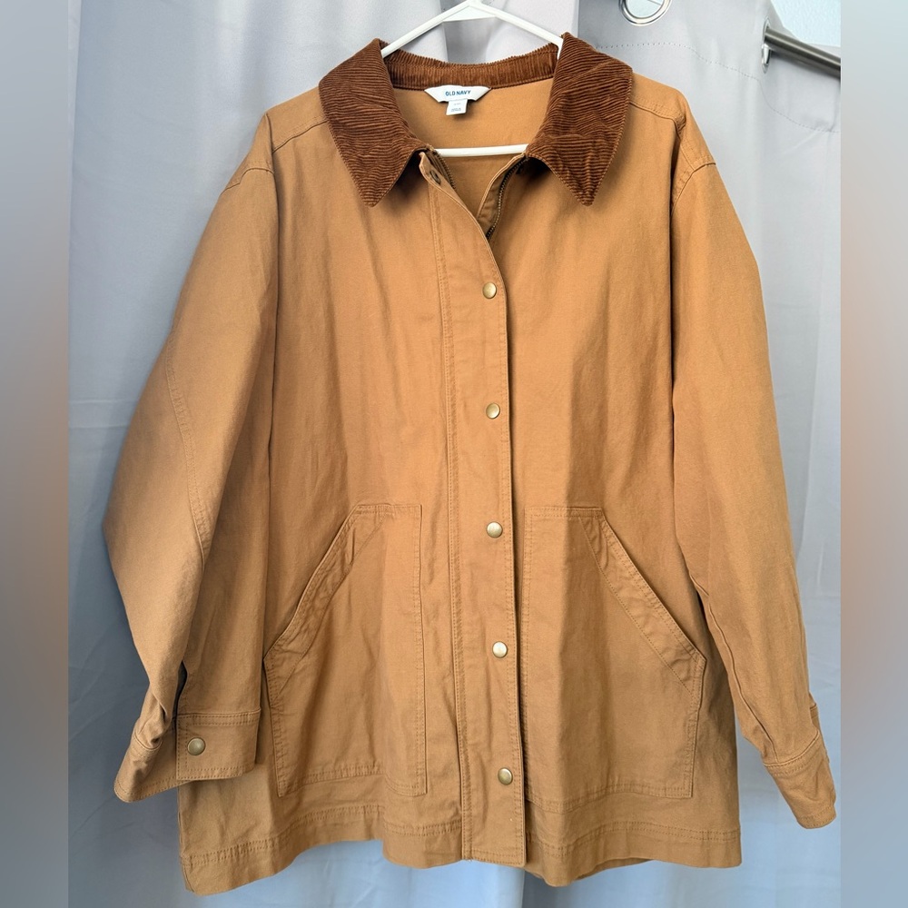 EUC Old Navy Tan Utility Jacket with Brown Collar
